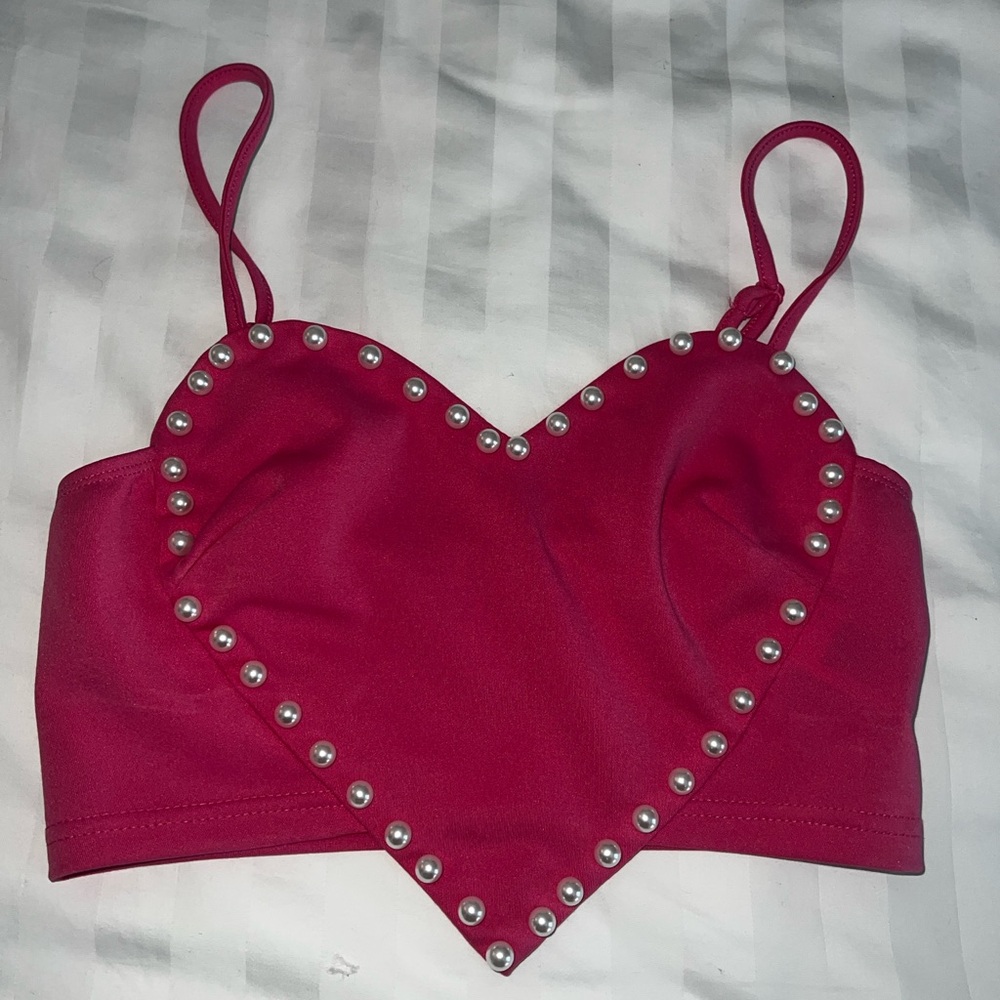 Heart Design Hot Pink Women's Top